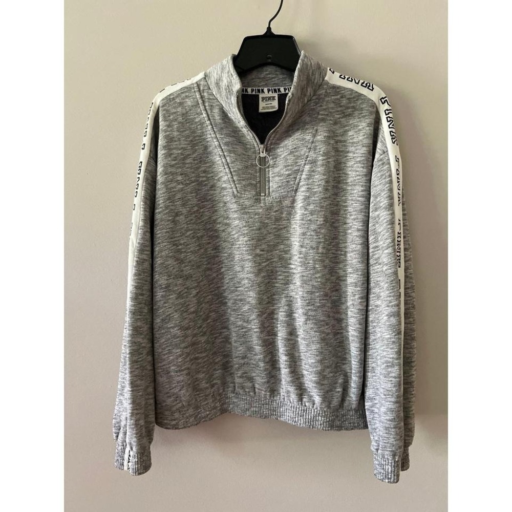 PINK Victoria Secret Heathered Gray 1/4th Zip Pullover Medium
